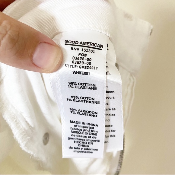 Good American Exposed Zip High Waist Slim Straight Ankle Jeans White 25 NWT - Picture 9 of 13